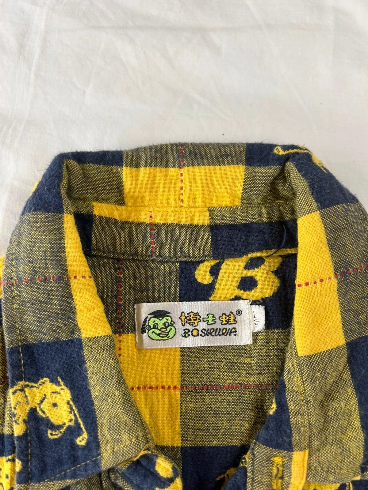 Camisa a cuadros vintage amarilla y azul marino – photo 8